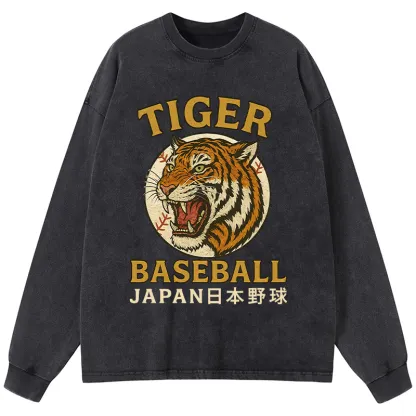 Tokyo-Tiger Osaka Japan Baseball Team Washed Long Sleeve T-Shirt