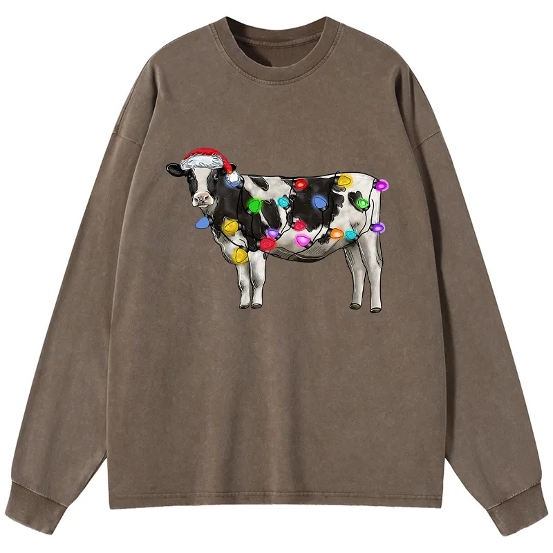 Tokyo-Tiger Christmas Cow Washed Long Sleeve T-Shirt