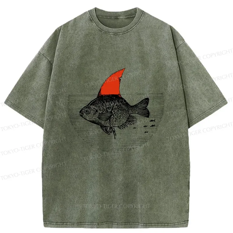 Tokyo-Tiger Shark In The Fish Tank Washed T-Shirt