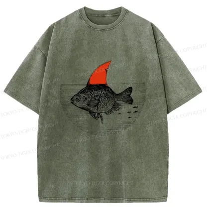 Tokyo-Tiger Shark In The Fish Tank Washed T-Shirt