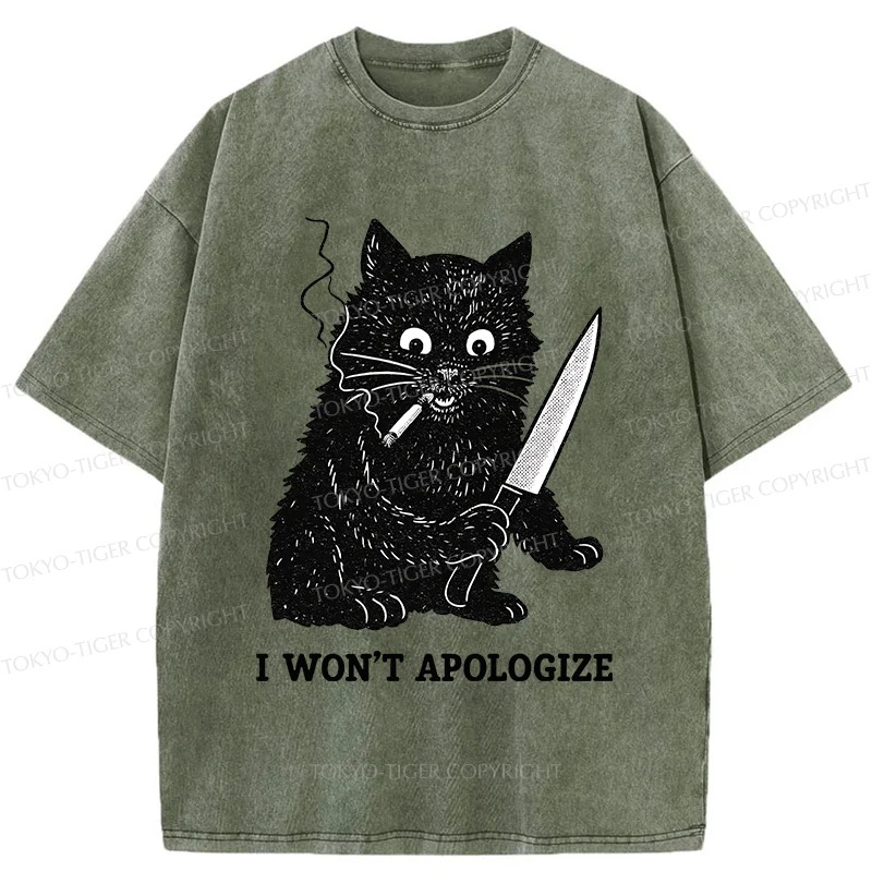 Tokyo-Tiger Cat Don't Apologize Washed T-Shirt