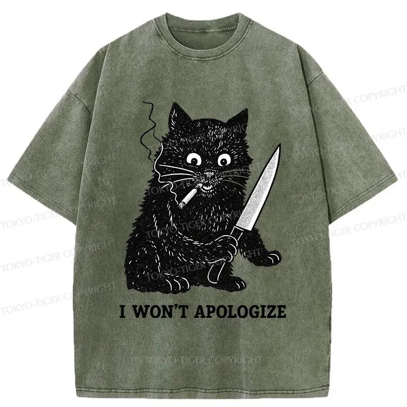 Tokyo-Tiger Cat Don't Apologize Washed T-Shirt