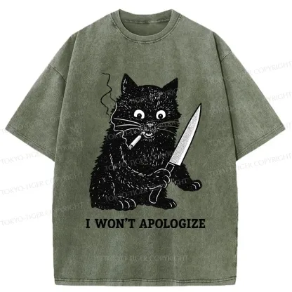 Tokyo-Tiger Cat Don't Apologize Washed T-Shirt
