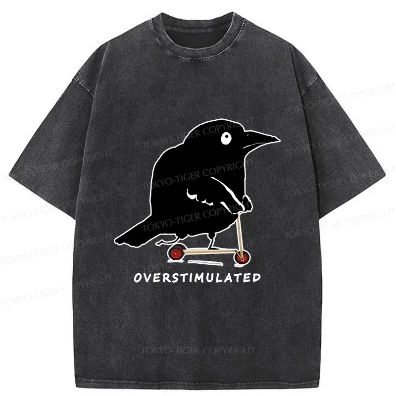 Tokyo-Tiger Bird Are Overstimulated Washed T-Shirt