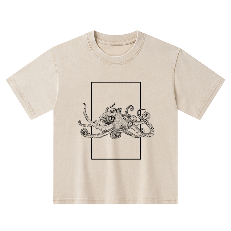 Tokyo-Tiger Japanese Giant Octopus Kids Washed T-Shirt