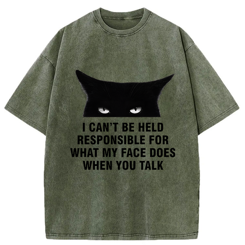 Tokyo-Tiger Cat Expression Management Washed T-Shirt