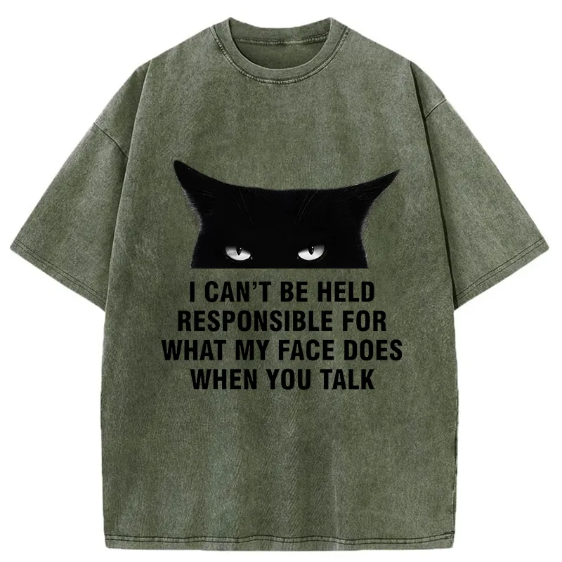 Tokyo-Tiger Cat Expression Management Washed T-Shirt