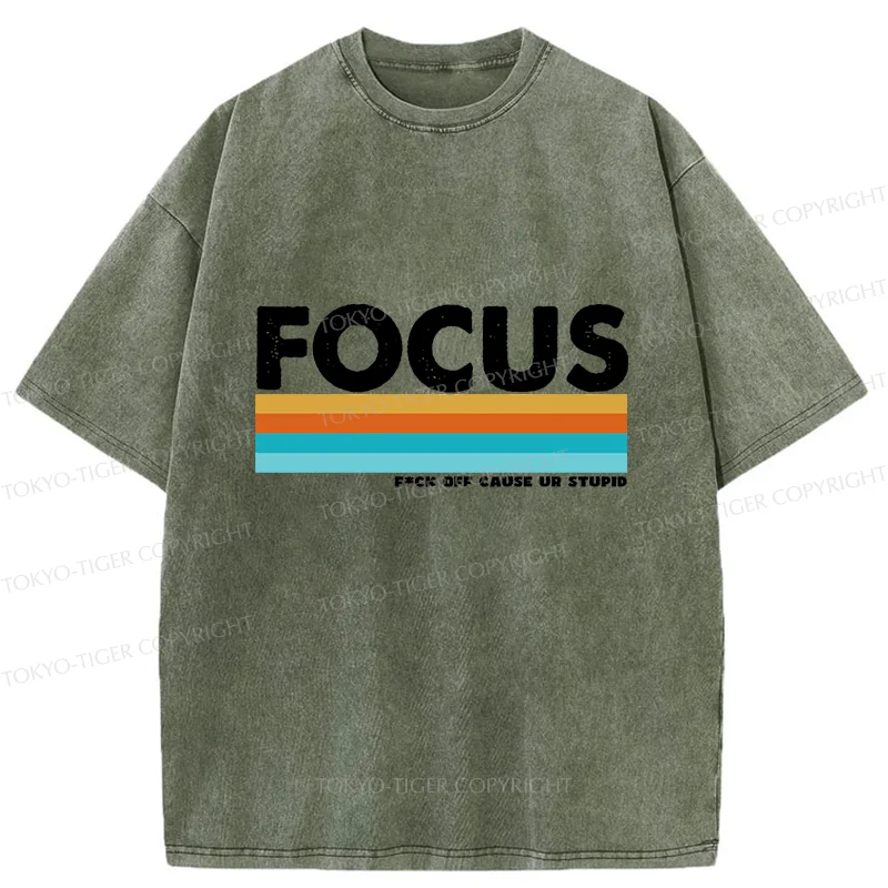 Tokyo-Tiger Funny FOCUS Washed T-Shirt