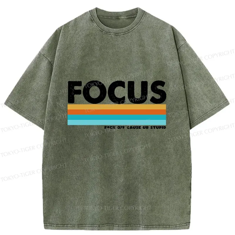 Tokyo-Tiger Funny FOCUS Washed T-Shirt