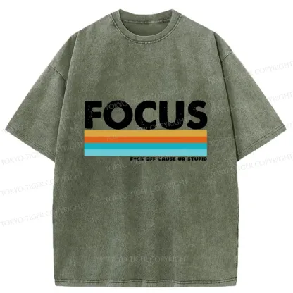 Tokyo-Tiger Funny FOCUS Washed T-Shirt