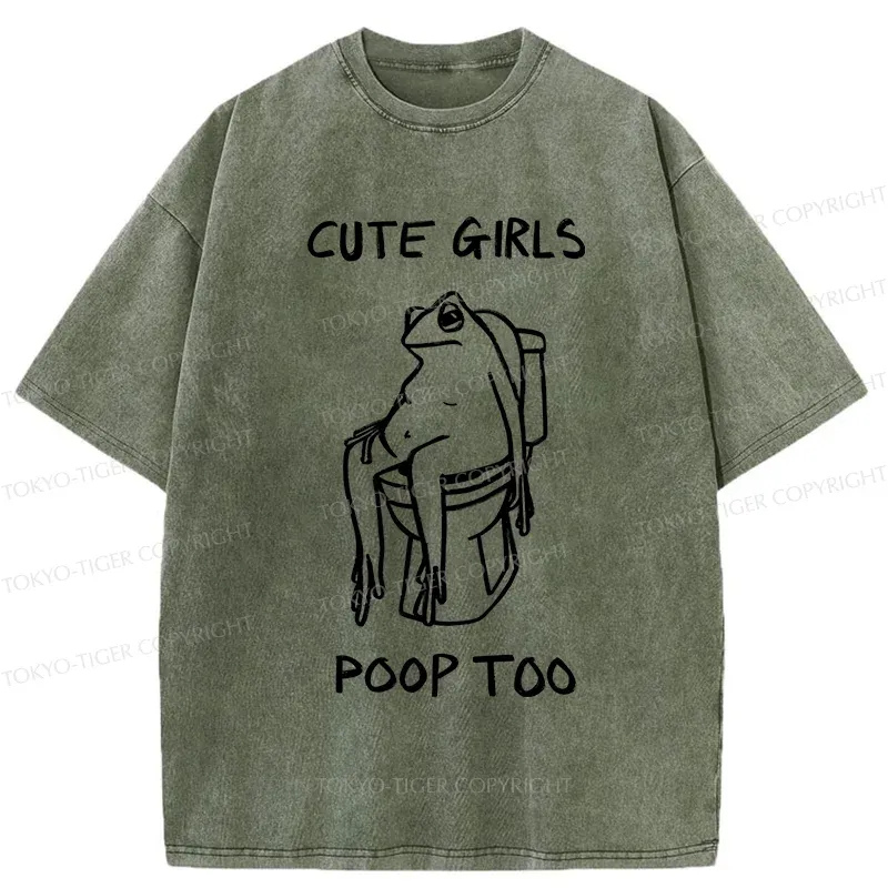 Tokyo-Tiger Pooping Frog Washed T-Shirt