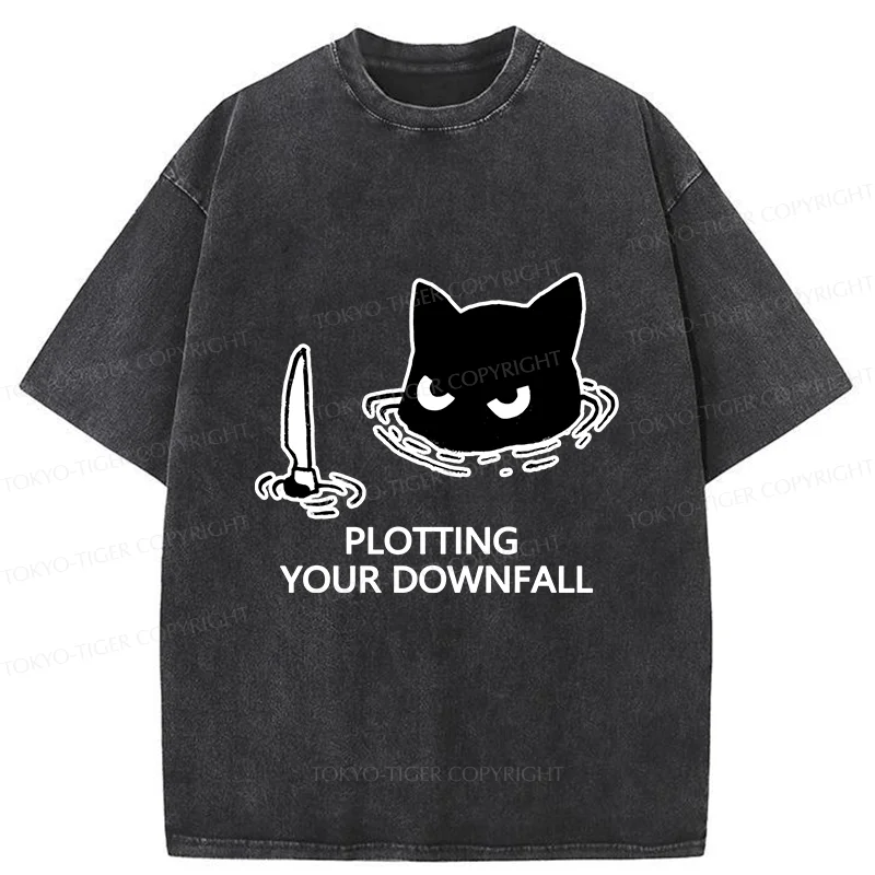 Tokyo-Tiger Cat Planning Something Bad Washed T-Shirt