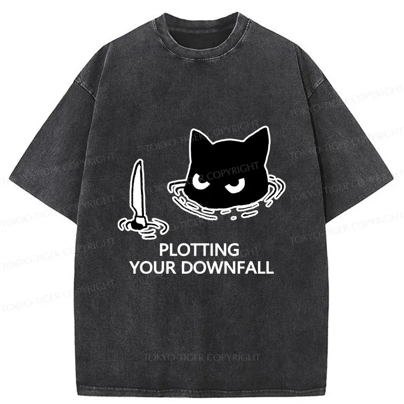 Tokyo-Tiger Cat Planning Something Bad Washed T-Shirt