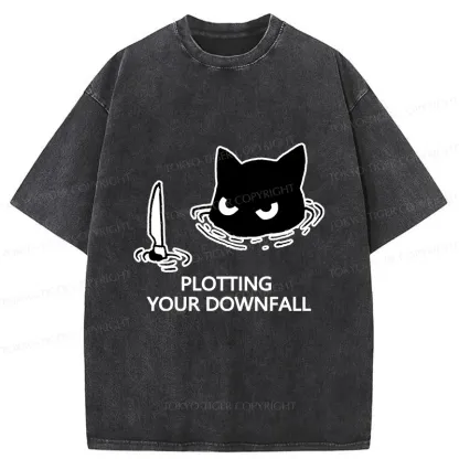 Tokyo-Tiger Cat Planning Something Bad Washed T-Shirt