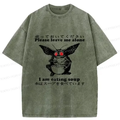 Tokyo-Tiger Mothman Drinks Soup Washed T-Shirt