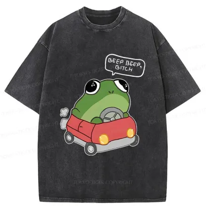 Tokyo-Tiger Frog Driving Washed T-Shirt