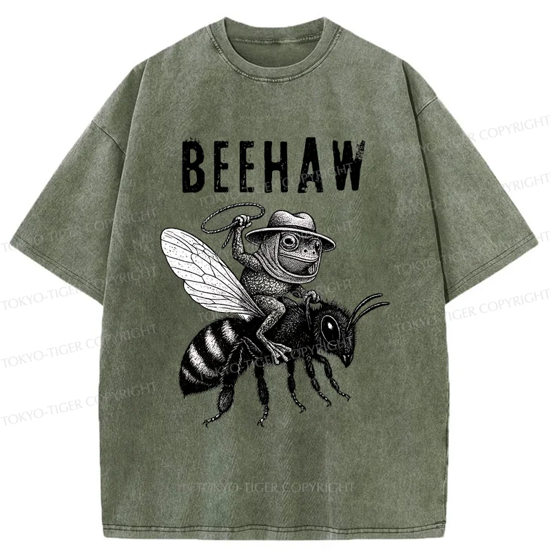 Tokyo-Tiger Beehaw Funny Washed T-Shirt