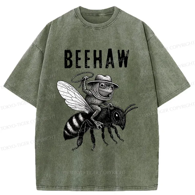 Tokyo-Tiger Beehaw Funny Washed T-Shirt