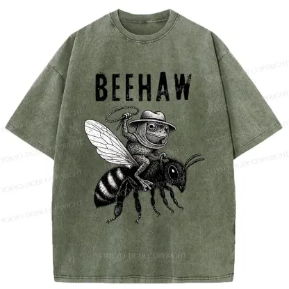 Tokyo-Tiger Beehaw Funny Washed T-Shirt