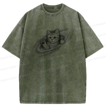 Tokyo-Tiger Little Galaxy Cat Washed T-Shirt