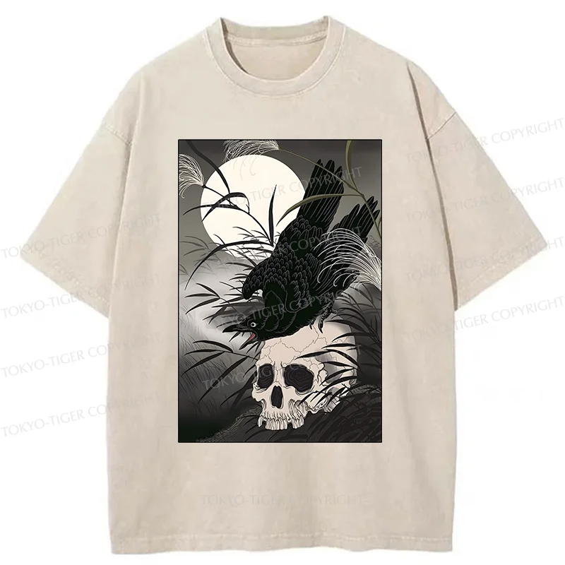 Tokyo-Tiger Ukiyoe Crow Washed T-Shirt