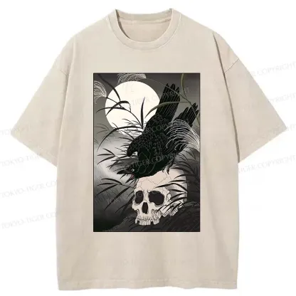 Tokyo-Tiger Ukiyoe Crow Washed T-Shirt