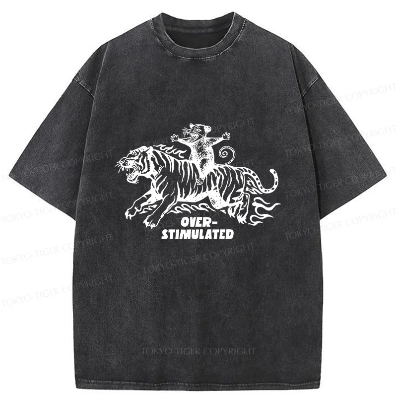 Tokyo-Tiger Possum Riding A Tiger Washed T-Shirt