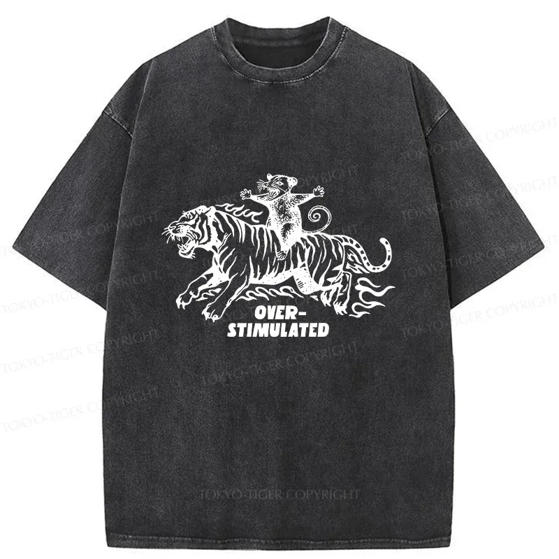 Tokyo-Tiger Possum Riding A Tiger Washed T-Shirt