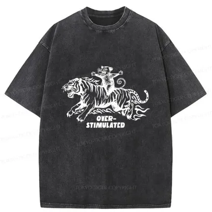 Tokyo-Tiger Possum Riding A Tiger Washed T-Shirt