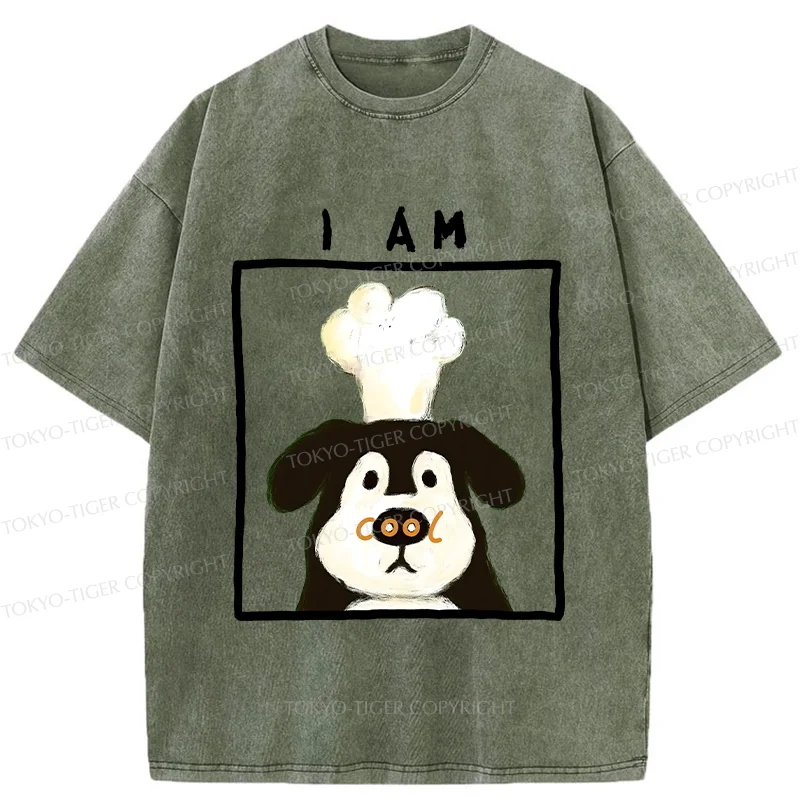 Tokyo-Tiger Cool Dog Chef Washed T-Shirt