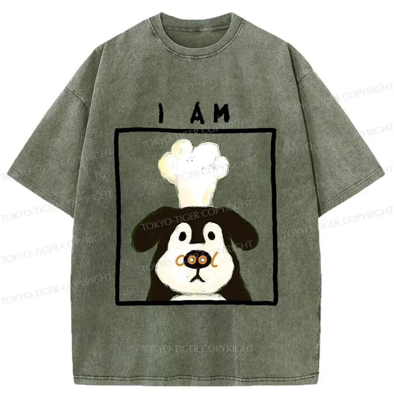Tokyo-Tiger Cool Dog Chef Washed T-Shirt