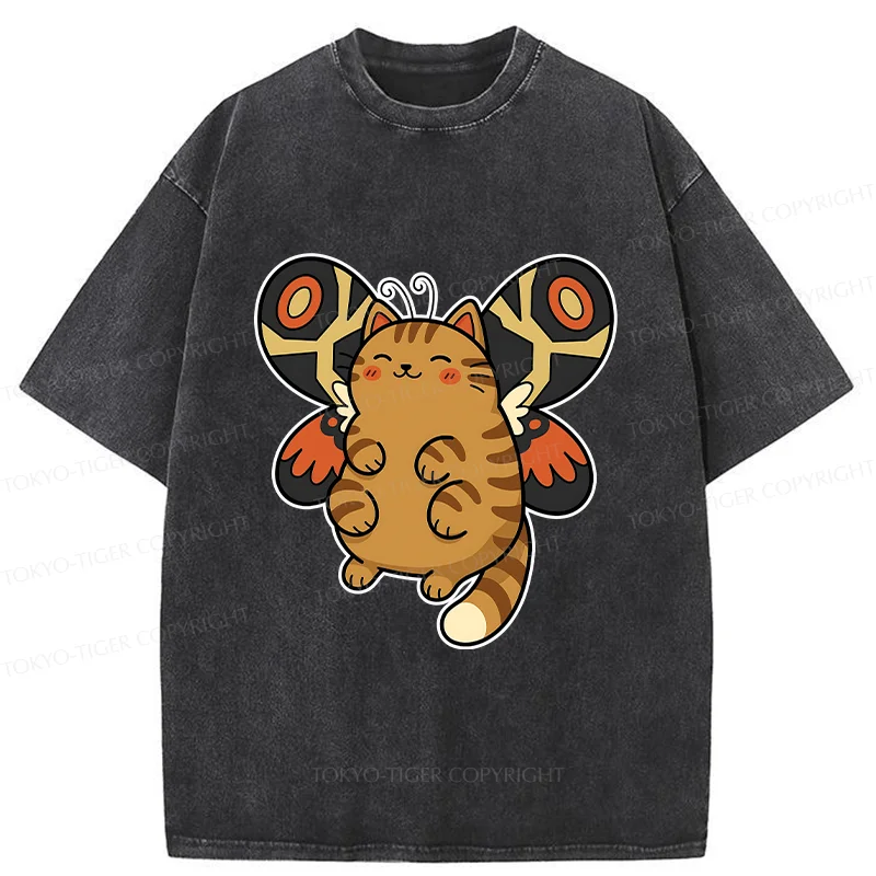 Tokyo-Tiger Cat Butterfly Washed T-Shirt