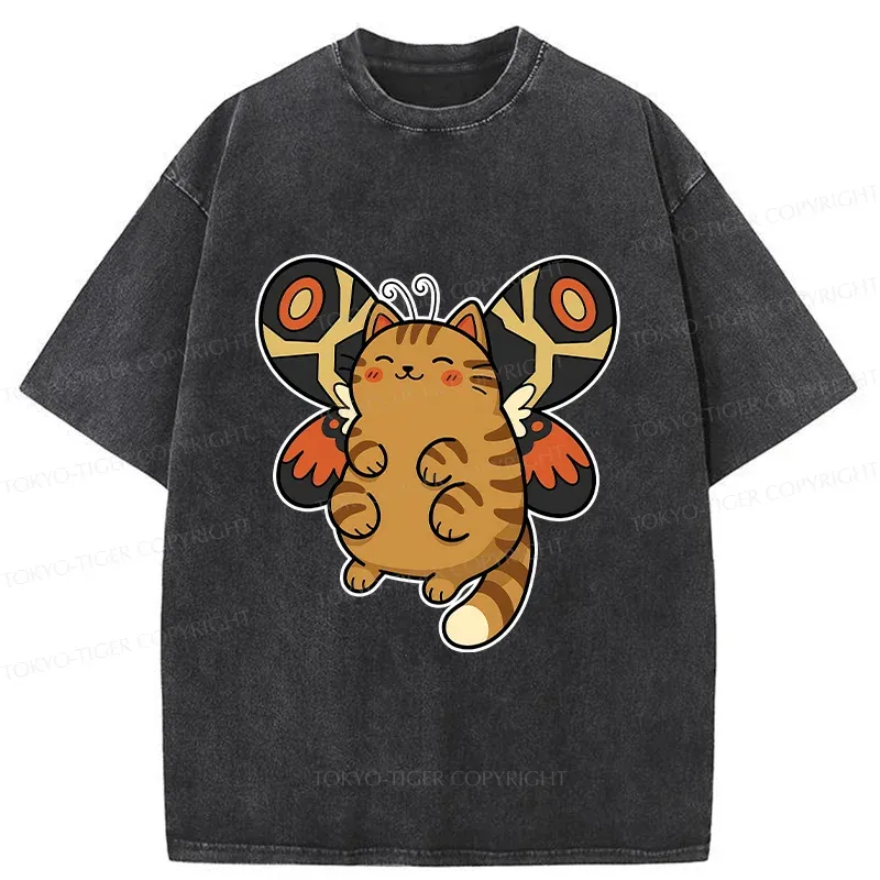 Tokyo-Tiger Cat Butterfly Washed T-Shirt