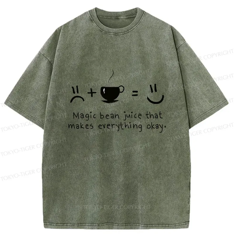 Tokyo-Tiger Magic Coffee Beans Washed T-Shirt