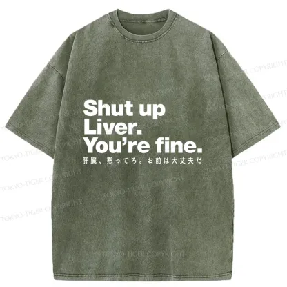 Tokyo-Tiger Liver And Alcohol Funny Washed T-Shirt
