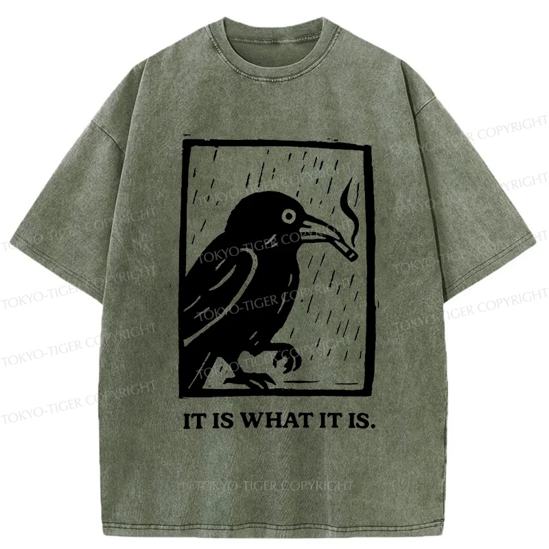 Tokyo-Tiger Smoking Crow Washed T-Shirt
