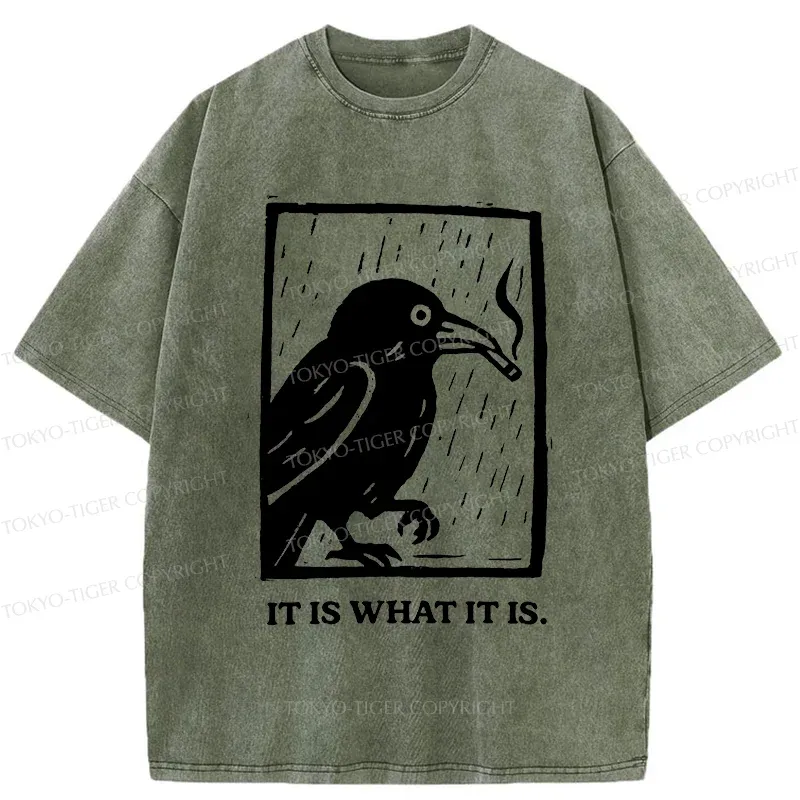 Tokyo-Tiger Smoking Crow Washed T-Shirt
