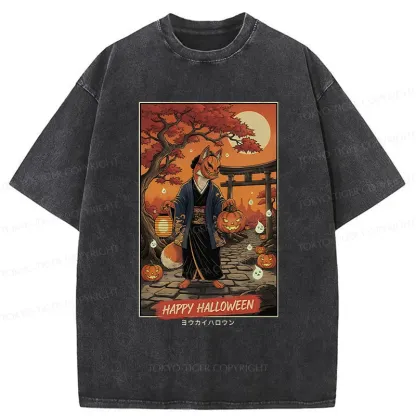 Tokyo-Tiger Halloween Fox Demon Washed T-Shirt