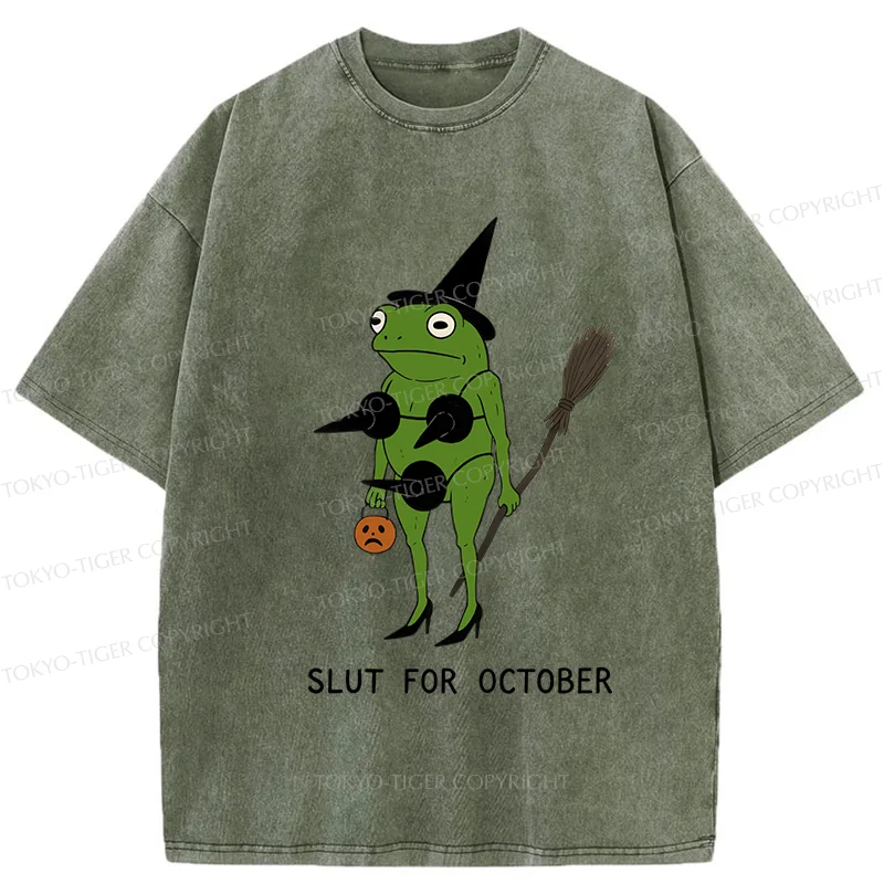 Tokyo-Tiger Halloween Frog Witch Washed T-Shirt