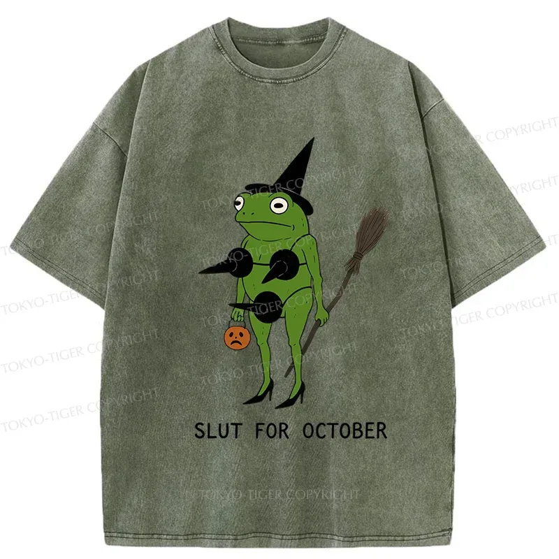 Tokyo-Tiger Halloween Frog Witch Washed T-Shirt