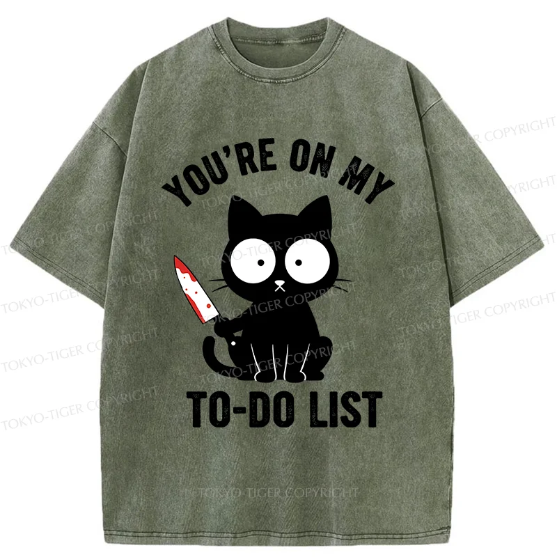 Tokyo-Tiger Cat Ready To Murder Washed T-Shirt