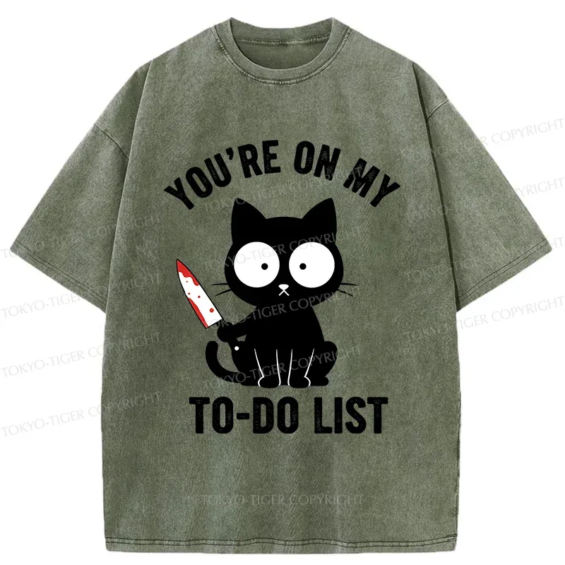 Tokyo-Tiger Cat Ready To Murder Washed T-Shirt Sale