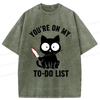 Tokyo-Tiger Cat Ready To Murder Washed T-Shirt