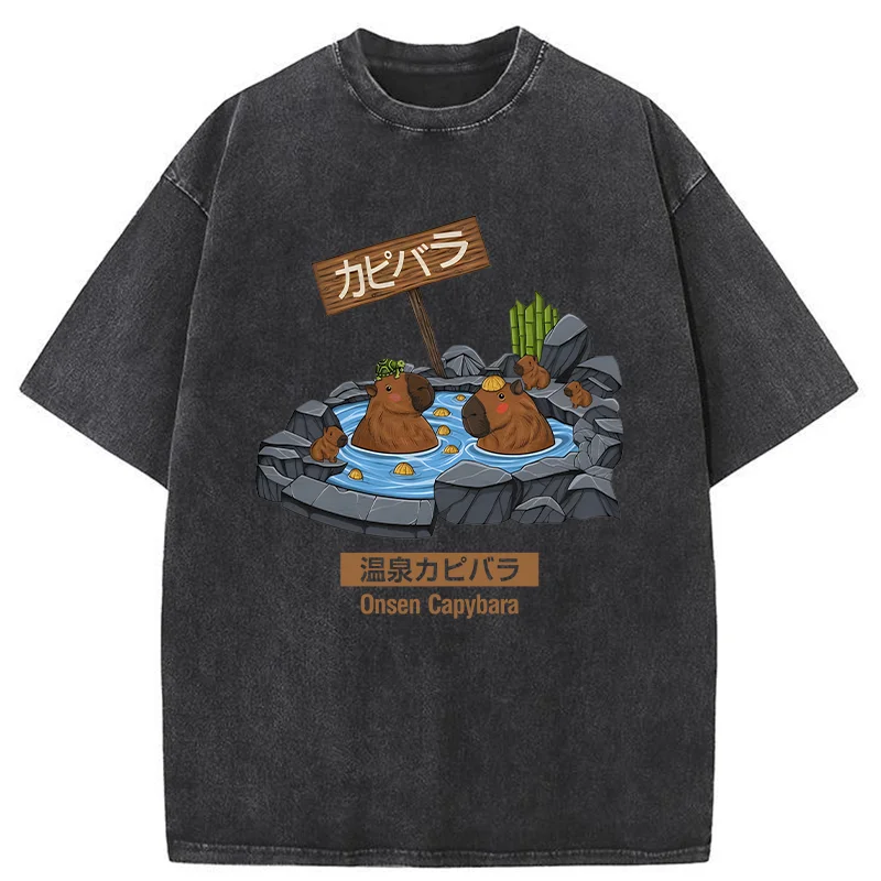 Tokyo-Tiger Onsen Capybara Washed T-Shirt