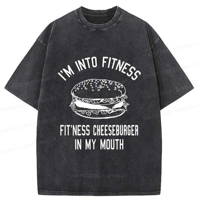 Tokyo-Tiger Fitness Cheeseburger Washed T-Shirt