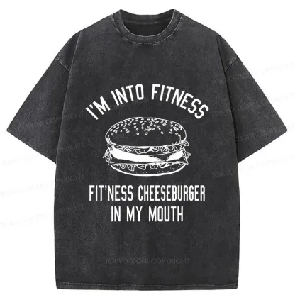 Tokyo-Tiger Fitness Cheeseburger Washed T-Shirt