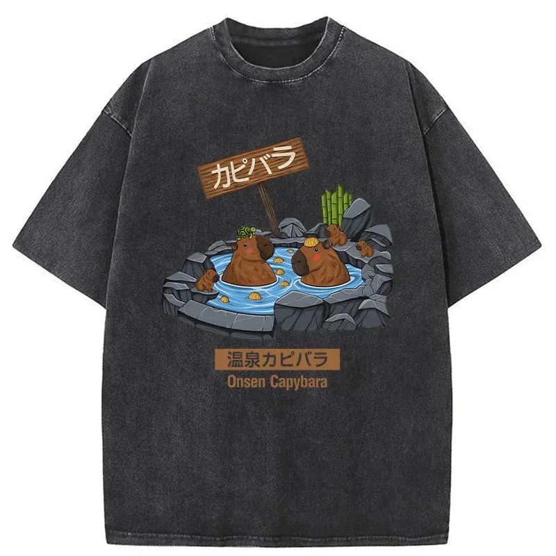 Tokyo-Tiger Onsen Capybara Washed T-Shirt
