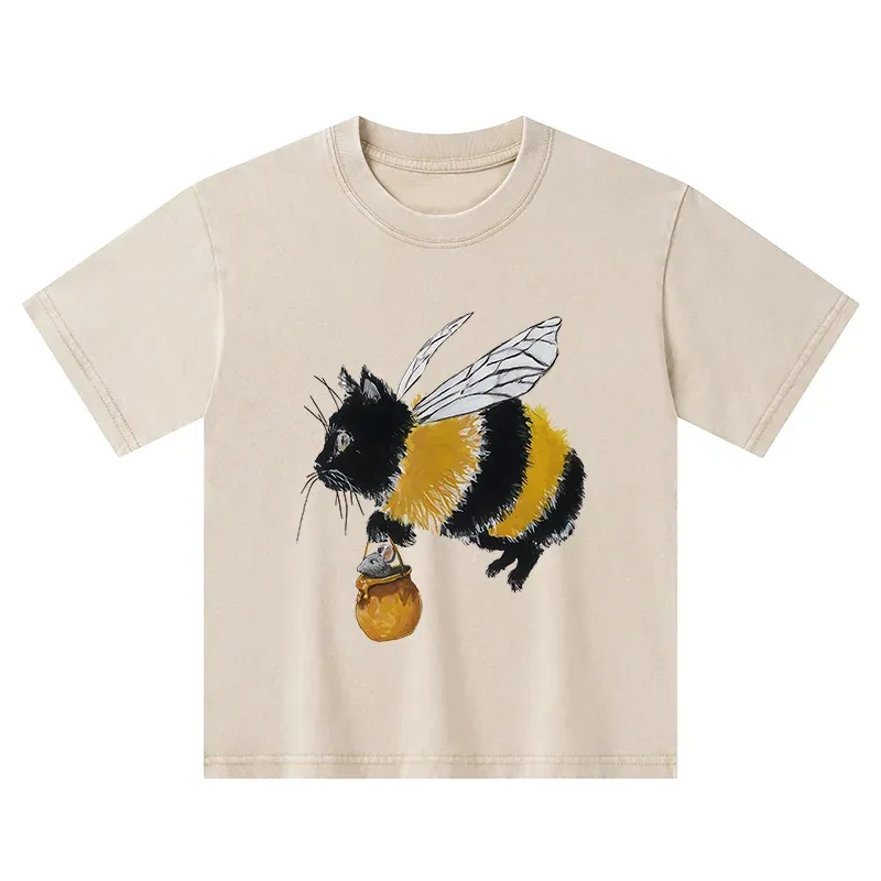Tokyo-Tiger Catbee Funny Kids Washed T-Shirt
