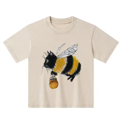Tokyo-Tiger Catbee Funny Kids Washed T-Shirt