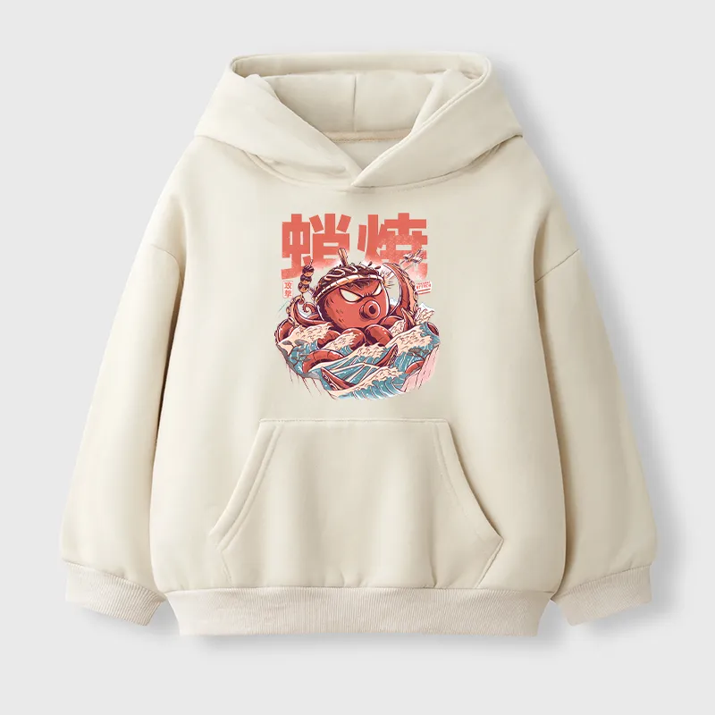 Tokyo-Tiger The Great Wave Takoyaki Kids Fleece Lined Hoodie